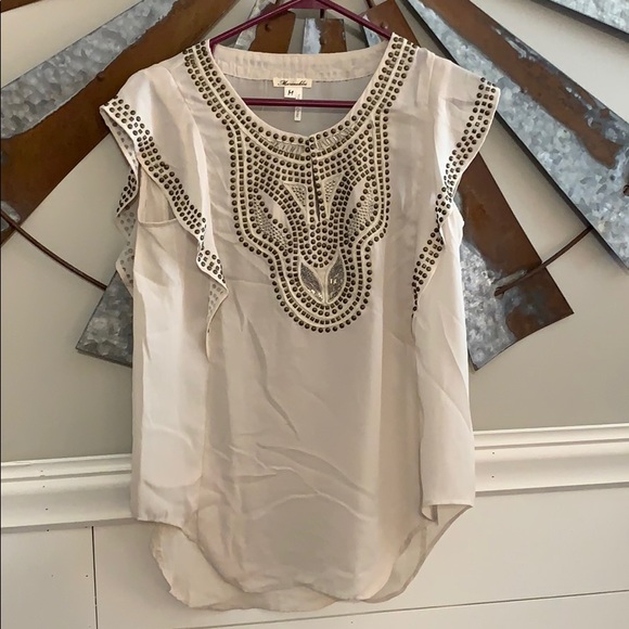 Studded Flutter Sleeve Top - Picture 4 of 6